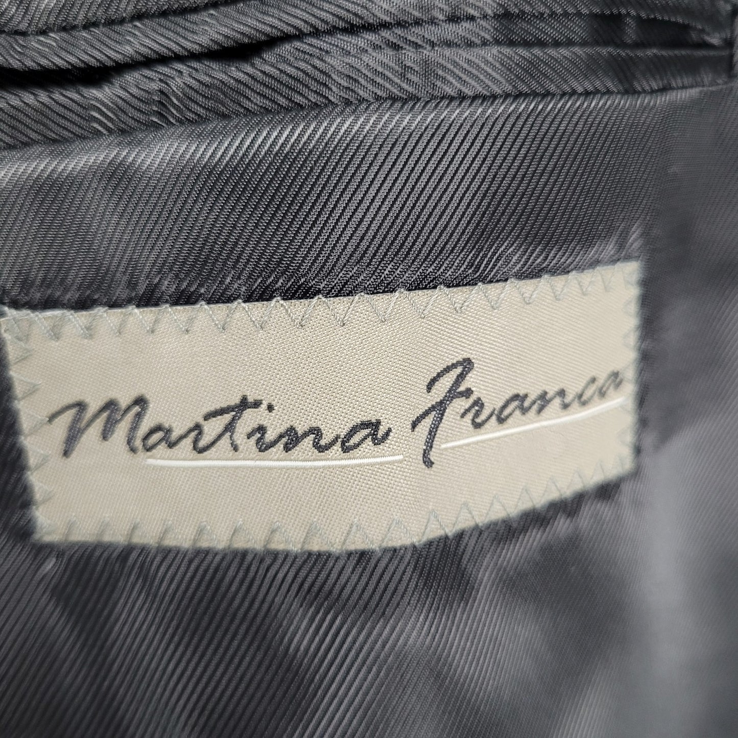 Martina Franca Black 100% Wool 3 Button Blazer Pants 2 Piece Suit 40L (34x32.5)