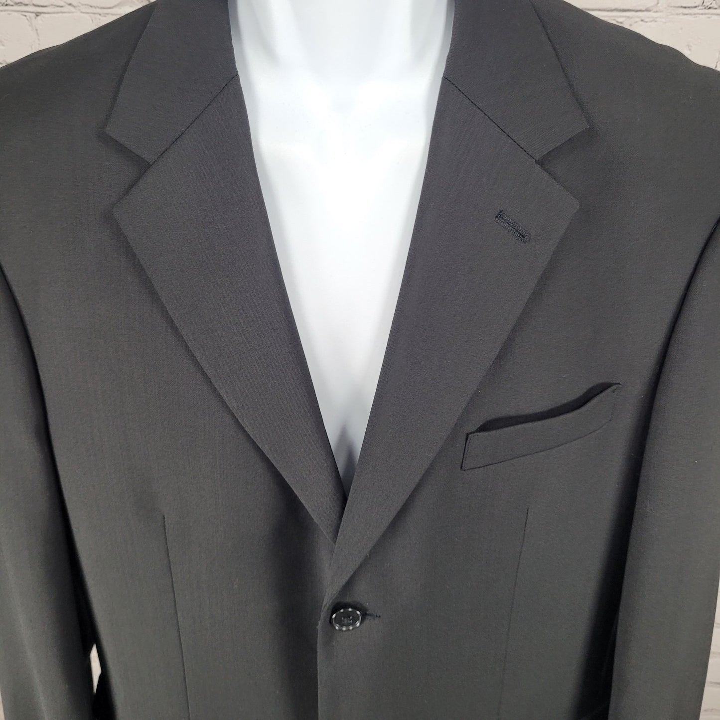 Martina Franca Black 100% Wool 3 Button Blazer Pants 2 Piece Suit 40L (34x32.5)