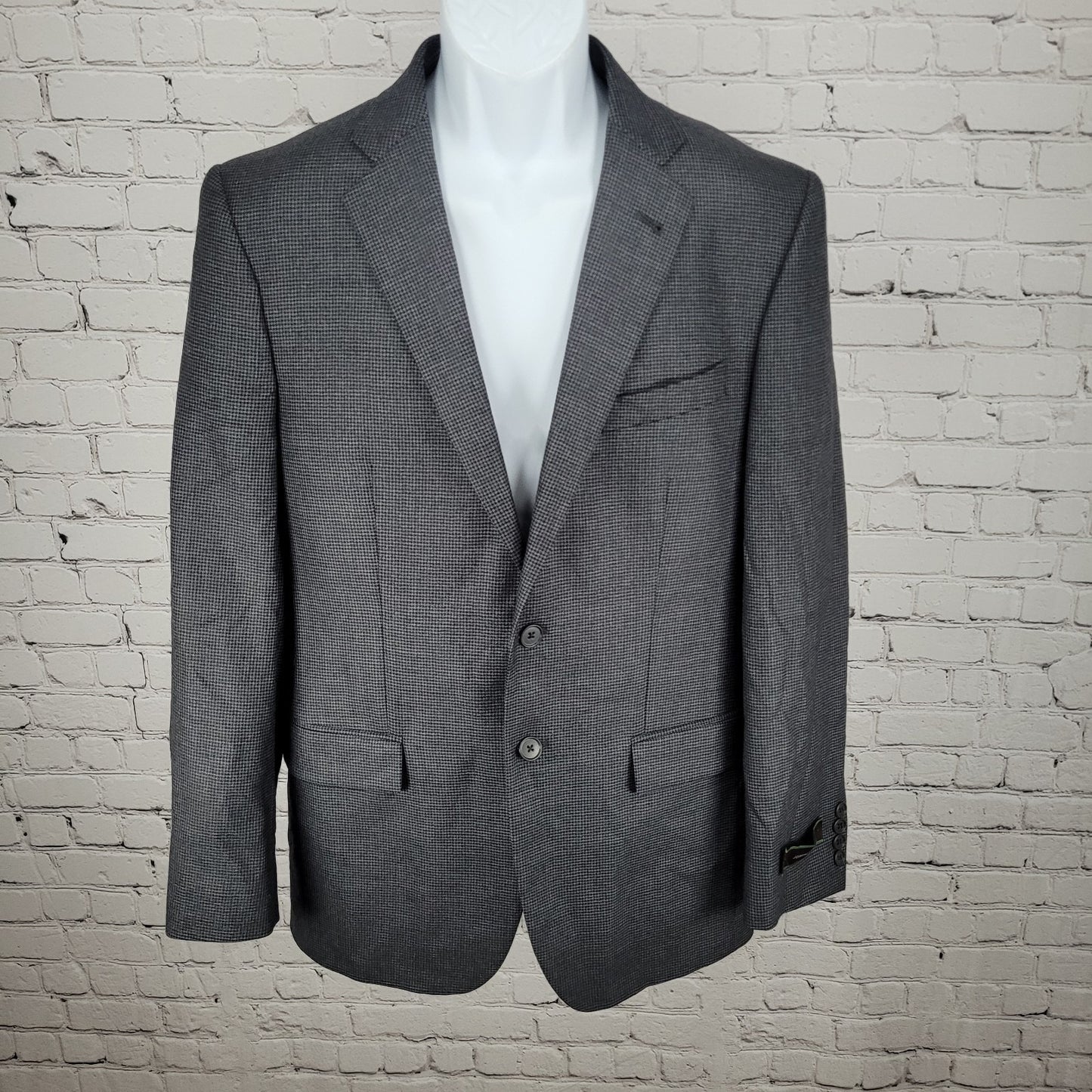 NWT Joseph Abboud Grey 100% Wool Houndstooth Blazer Sport Coat USA Made Size 40R