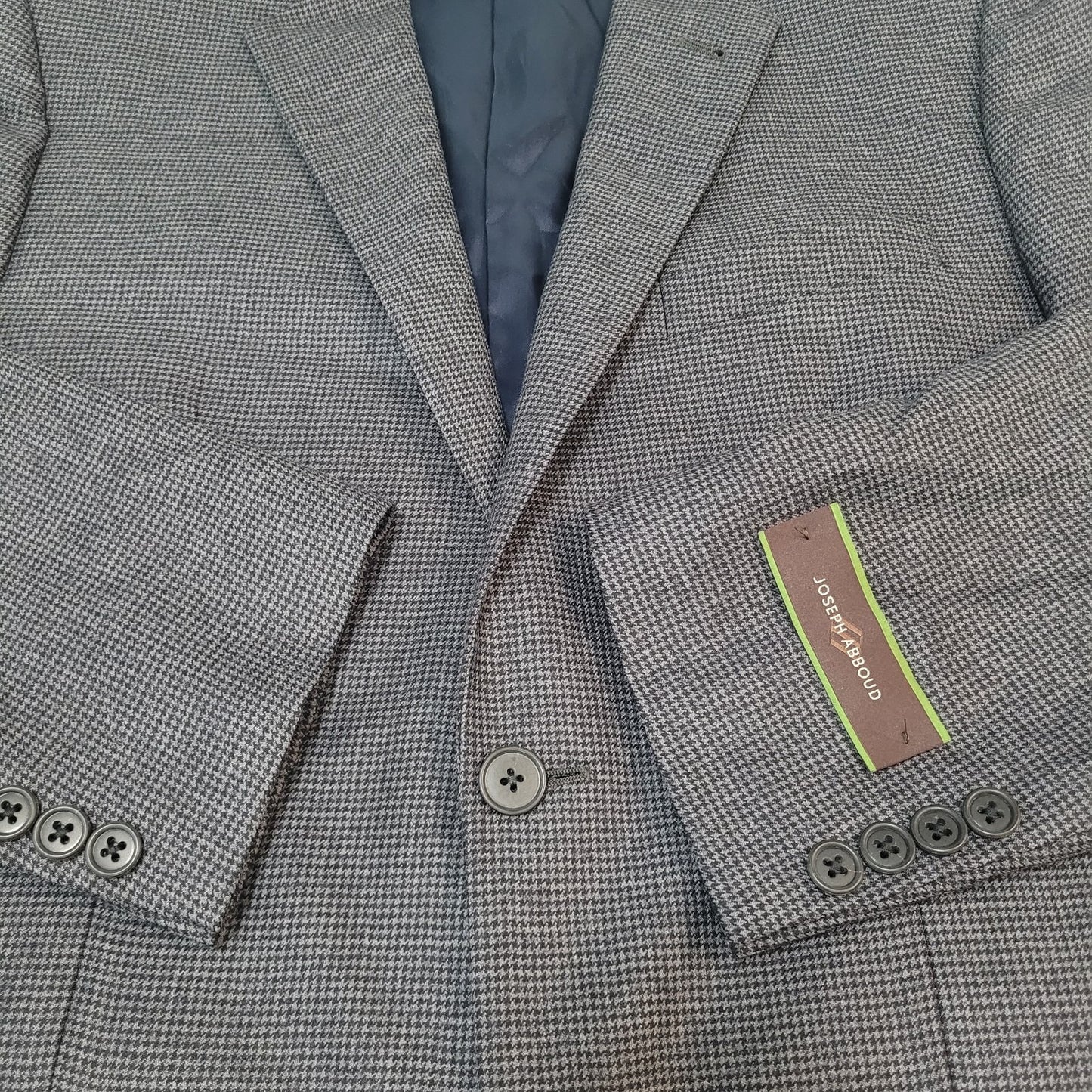 NWT Joseph Abboud Grey 100% Wool Houndstooth Blazer Sport Coat USA Made Size 40R