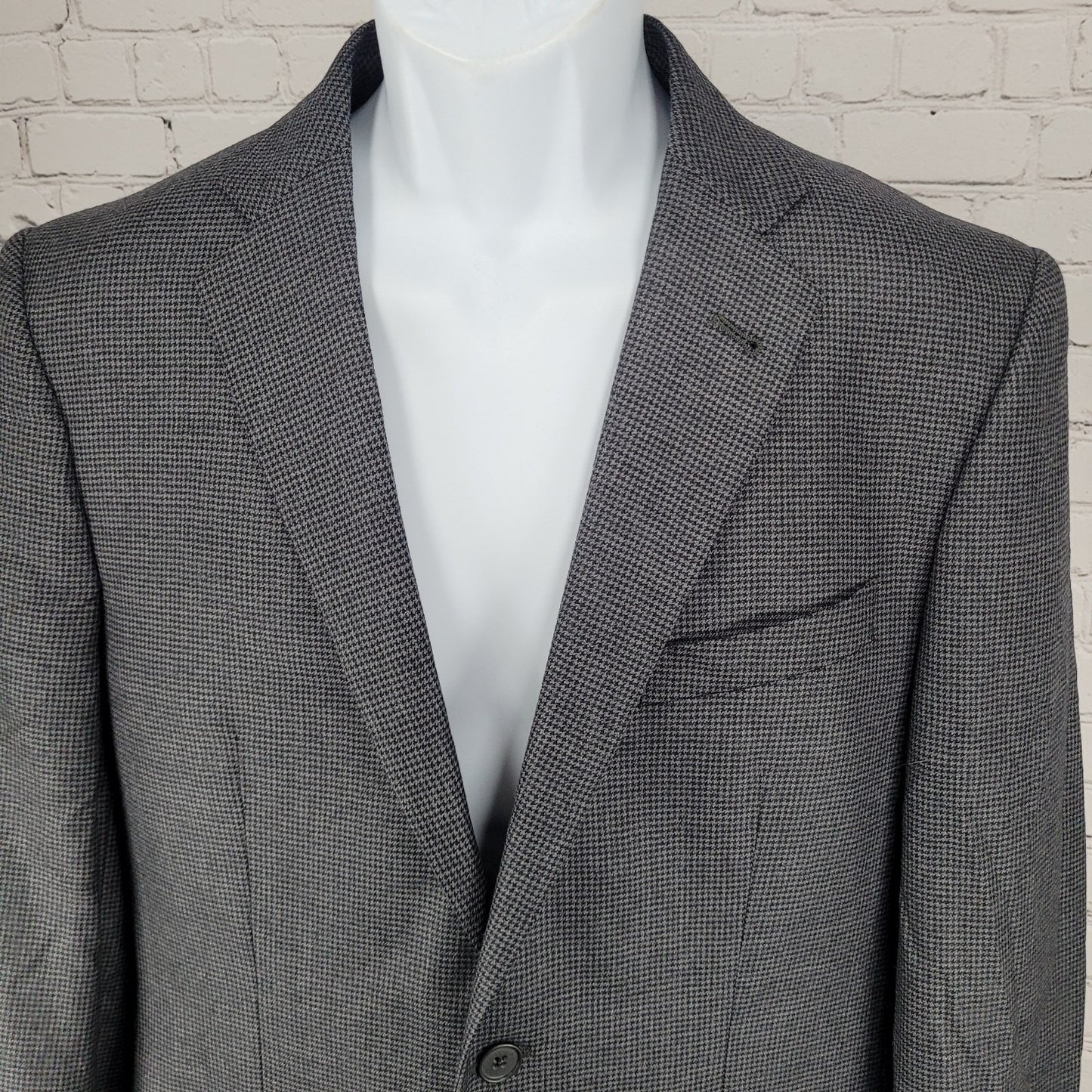 NWT Joseph Abboud Grey 100% Wool Houndstooth Blazer Sport Coat USA Made Size 40R