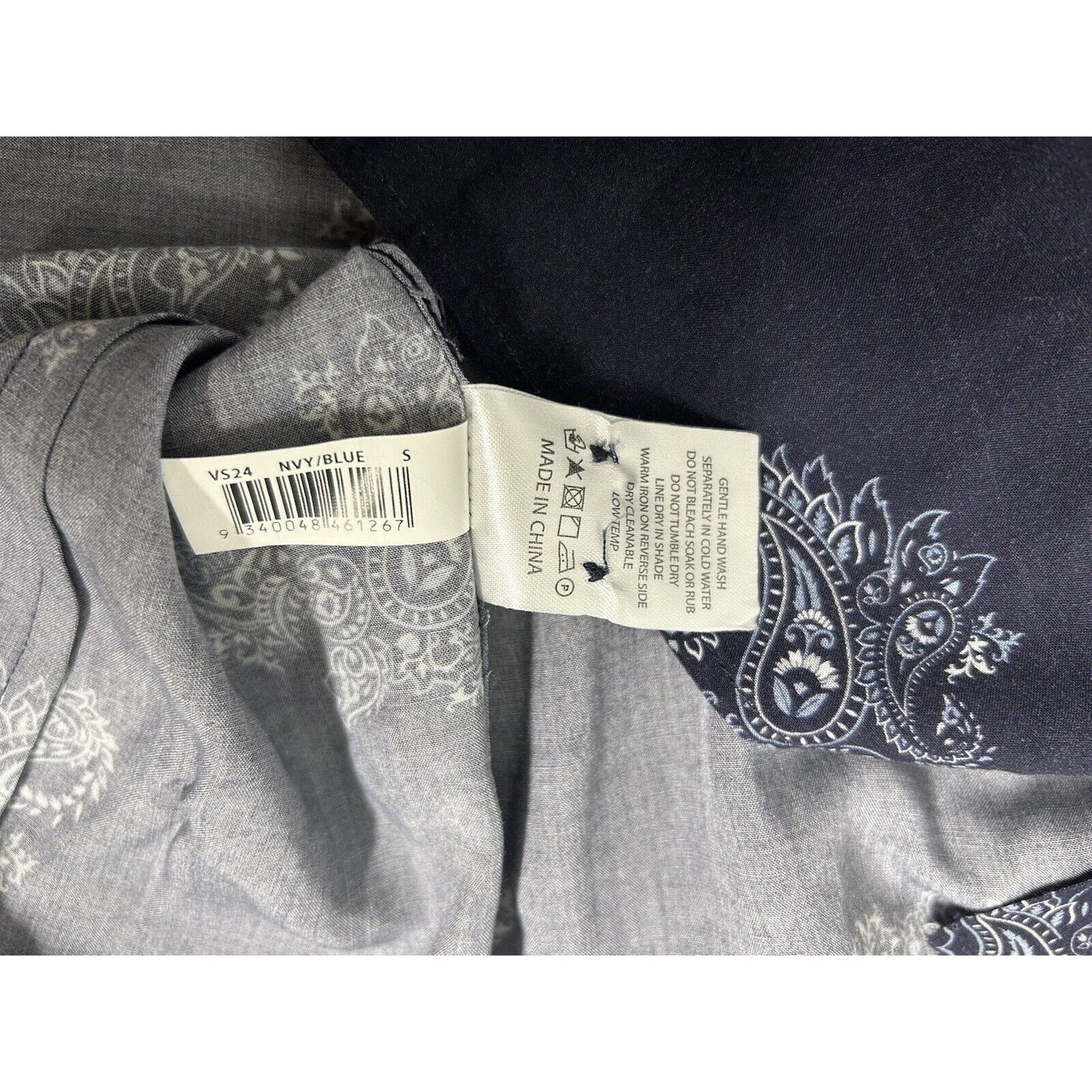 Politix Friday Night Shirt Navy Blue Paisley Long Sleeve Button Up Shirt Men’s S