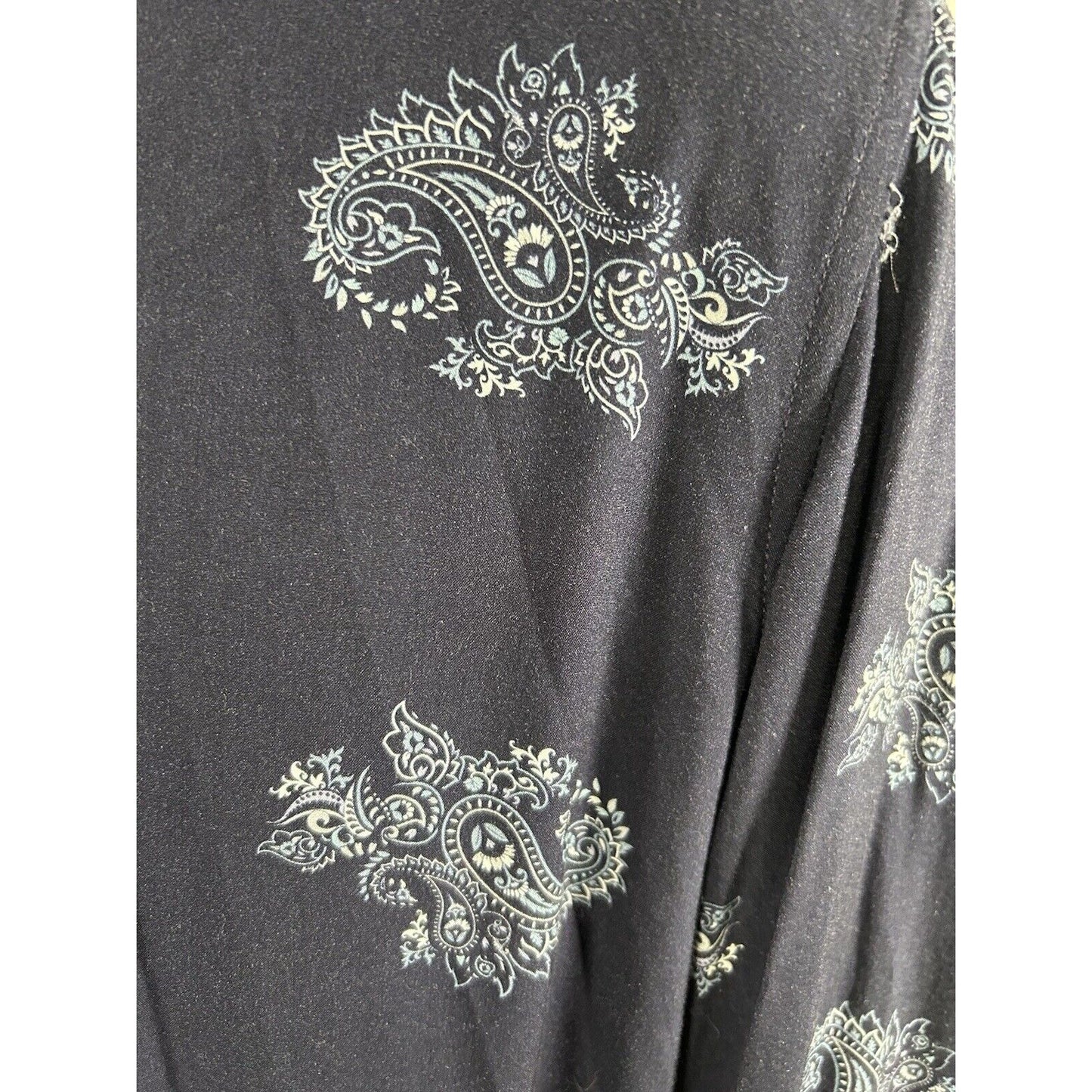 Politix Friday Night Shirt Navy Blue Paisley Long Sleeve Button Up Shirt Men’s S