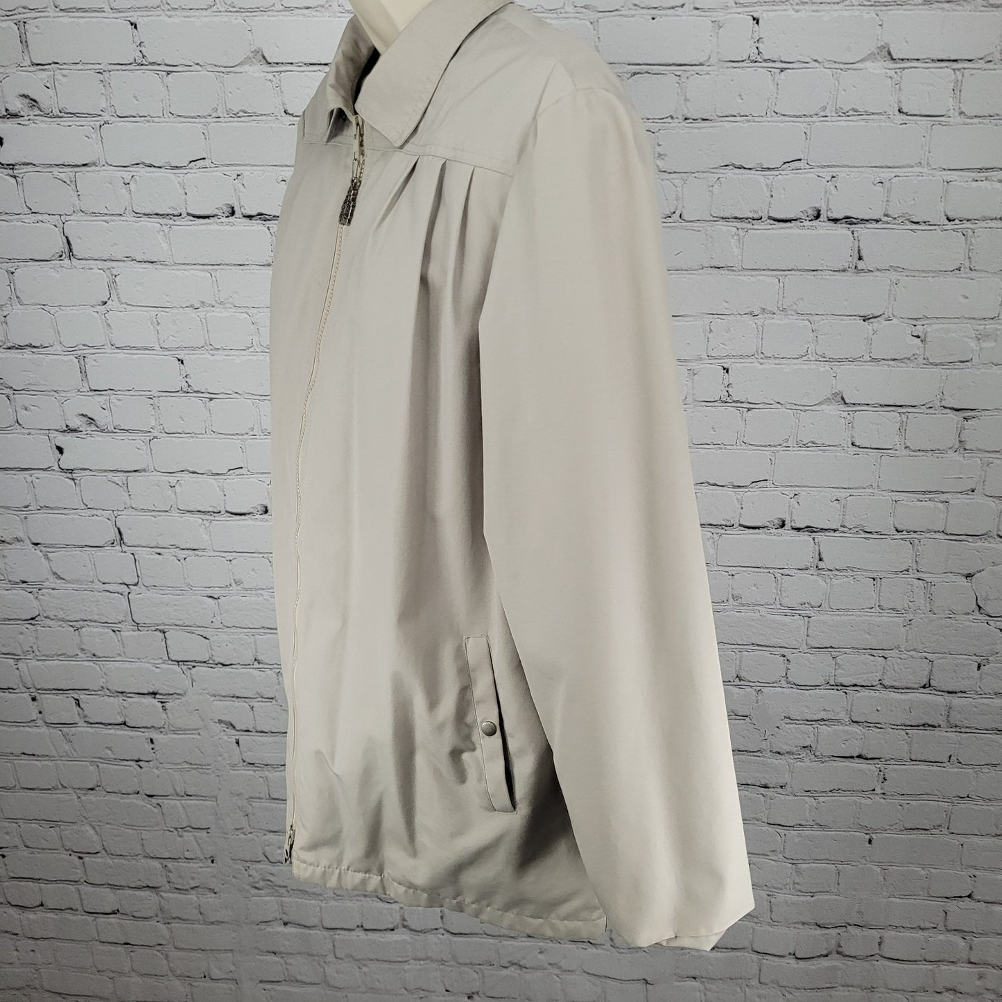 London Fog Beige Removable Thinsulate Liner Pleated Full Zip Jacket Size 14