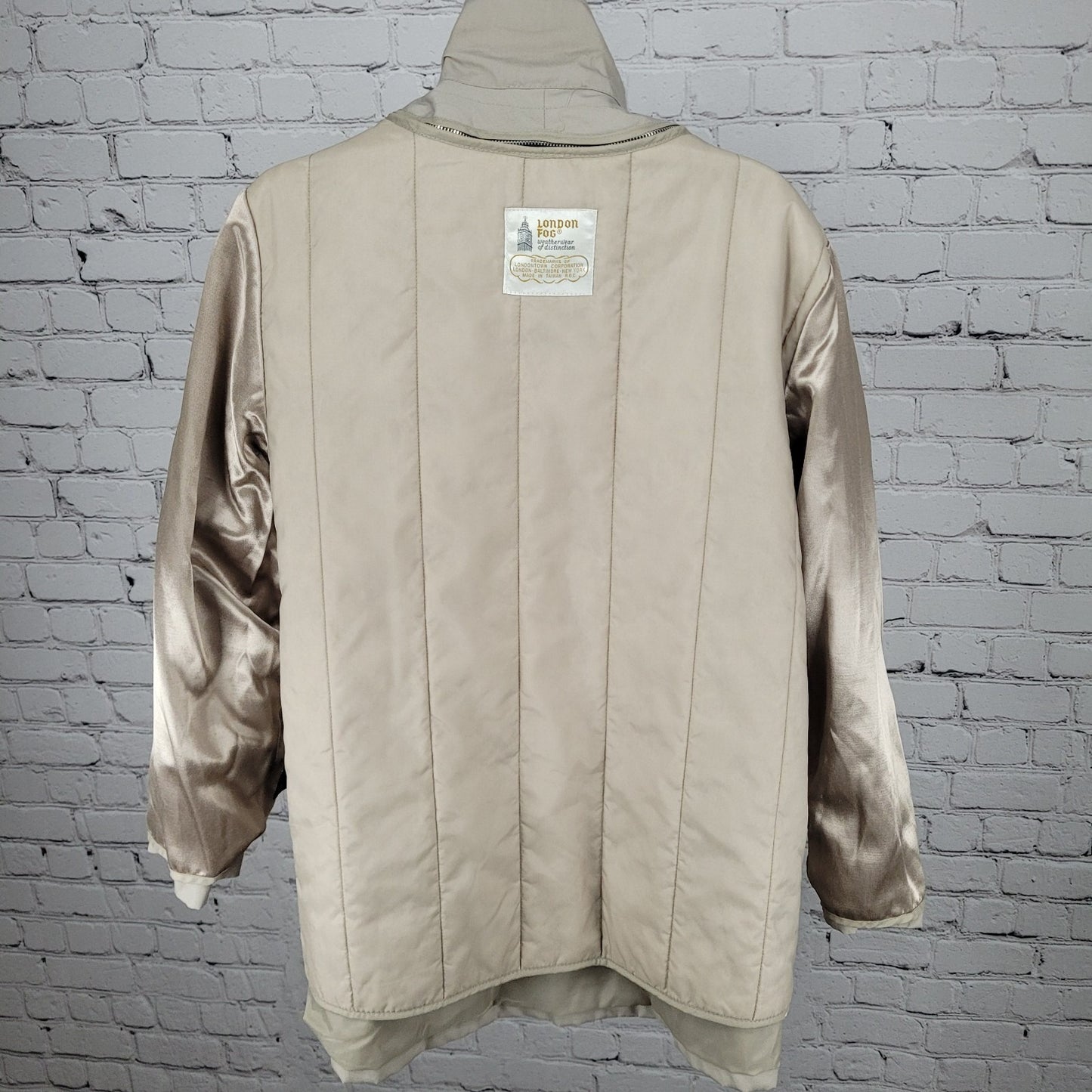 London Fog Beige Removable Thinsulate Liner Pleated Full Zip Jacket Size 14
