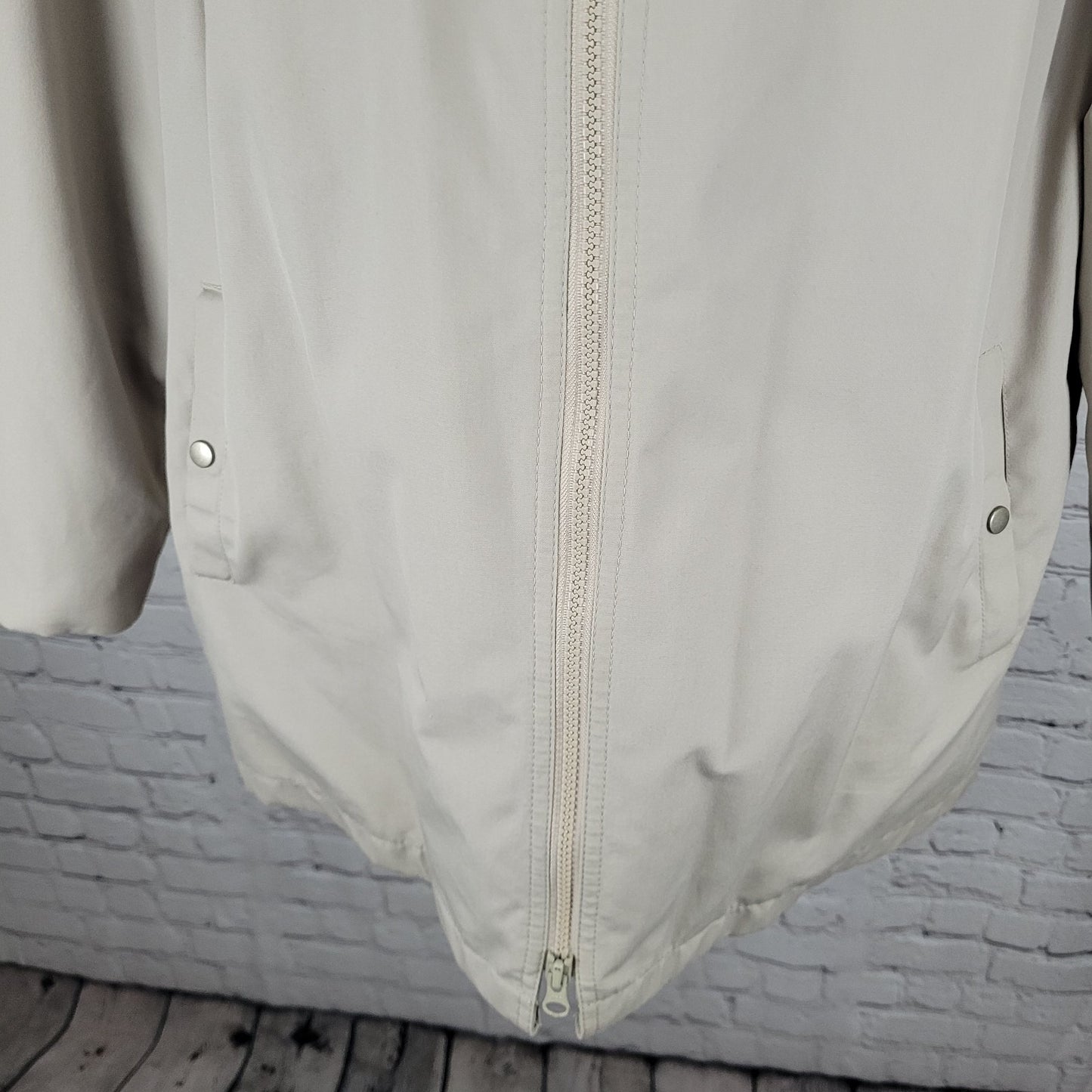 London Fog Beige Removable Thinsulate Liner Pleated Full Zip Jacket Size 14