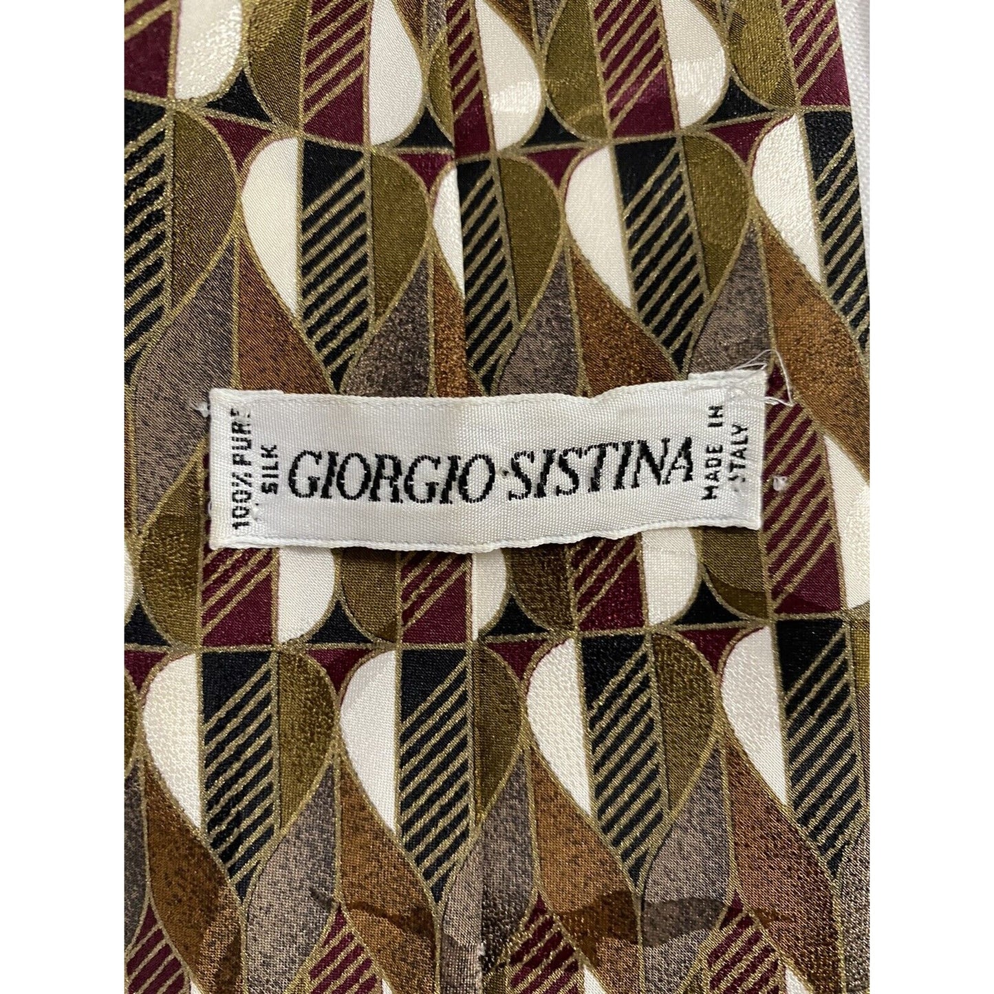Giorgio Sistina 100% Silk Hand Made in Italy Green Brown Red Necktie 60” x 3.5”