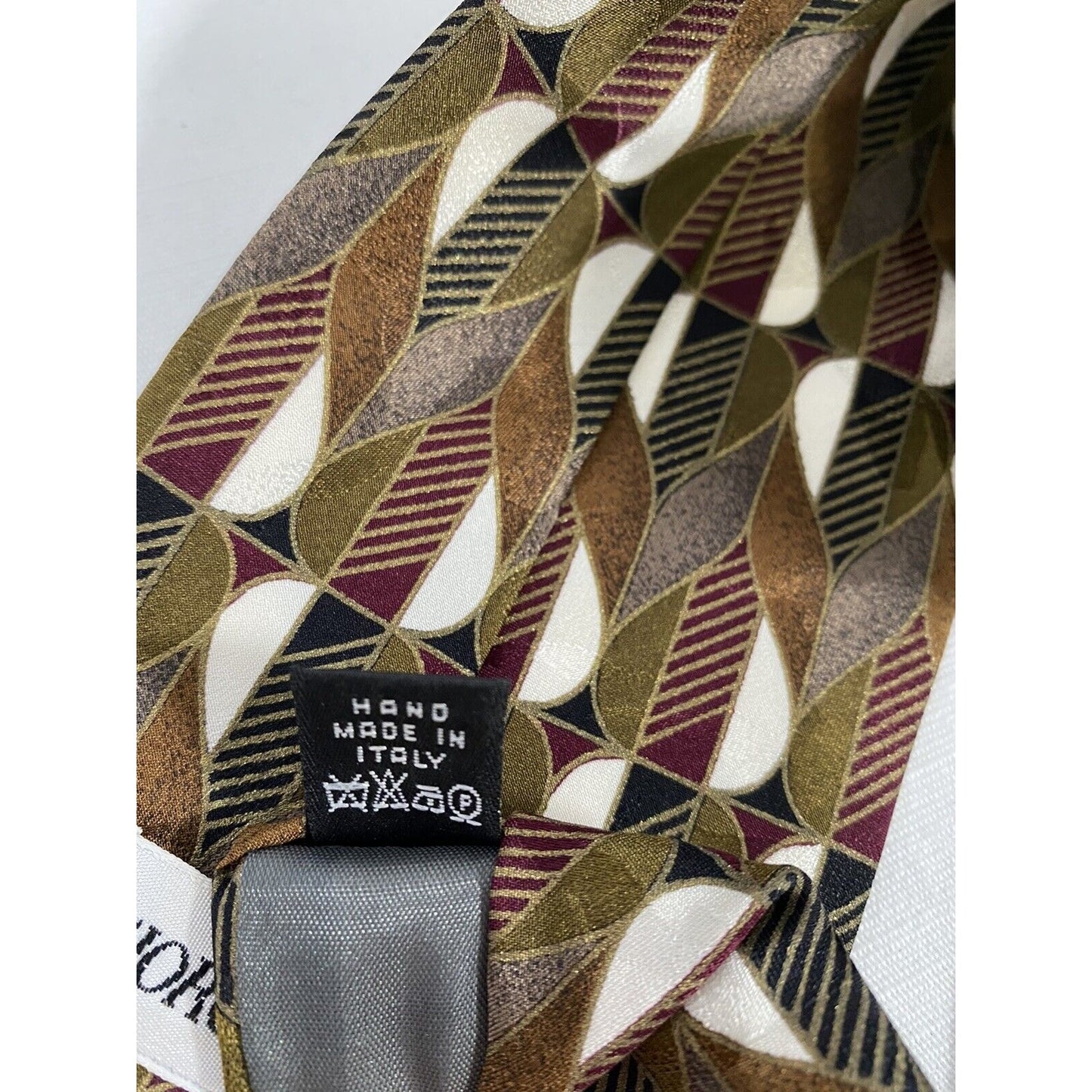 Giorgio Sistina 100% Silk Hand Made in Italy Green Brown Red Necktie 60” x 3.5”