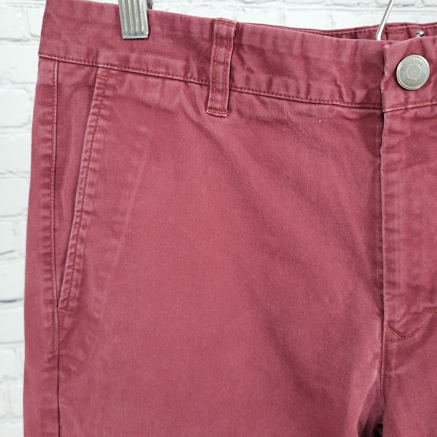 Bonobos Red Cotton Stretch Straight Leg Chino Pants Size 33/34 (33x33)