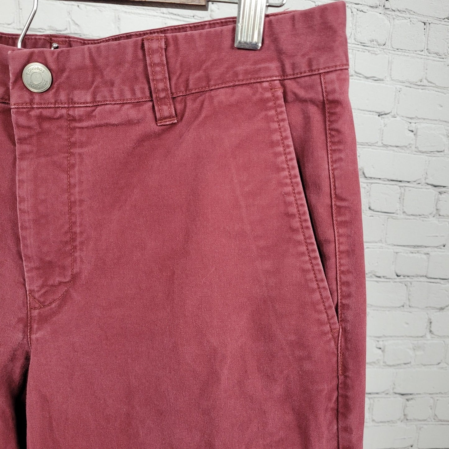 Bonobos Red Cotton Stretch Straight Leg Chino Pants Size 33/34 (33x33)