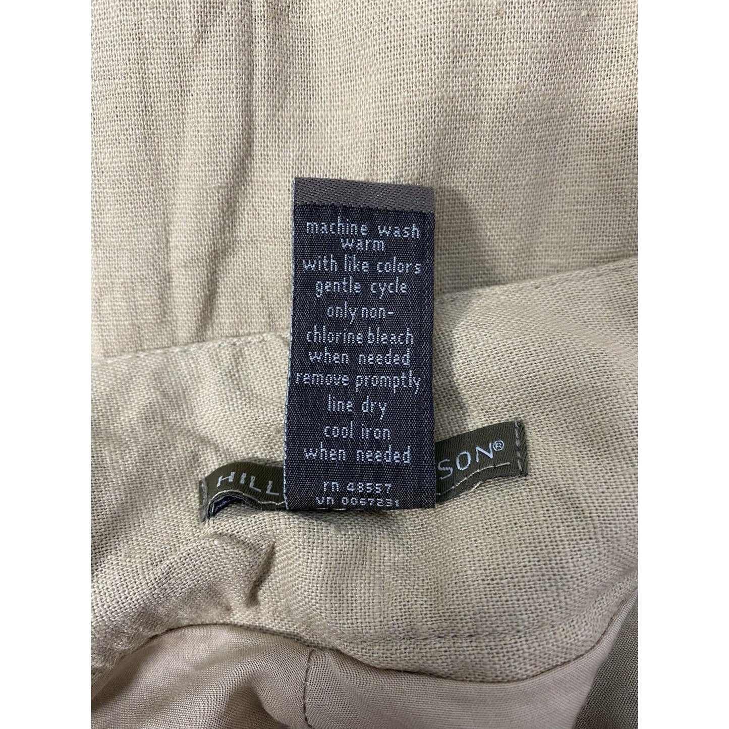 Hillard & Hanson Brown Beige Linen Embroidered Mid Length Skirt Size 6 *READ*