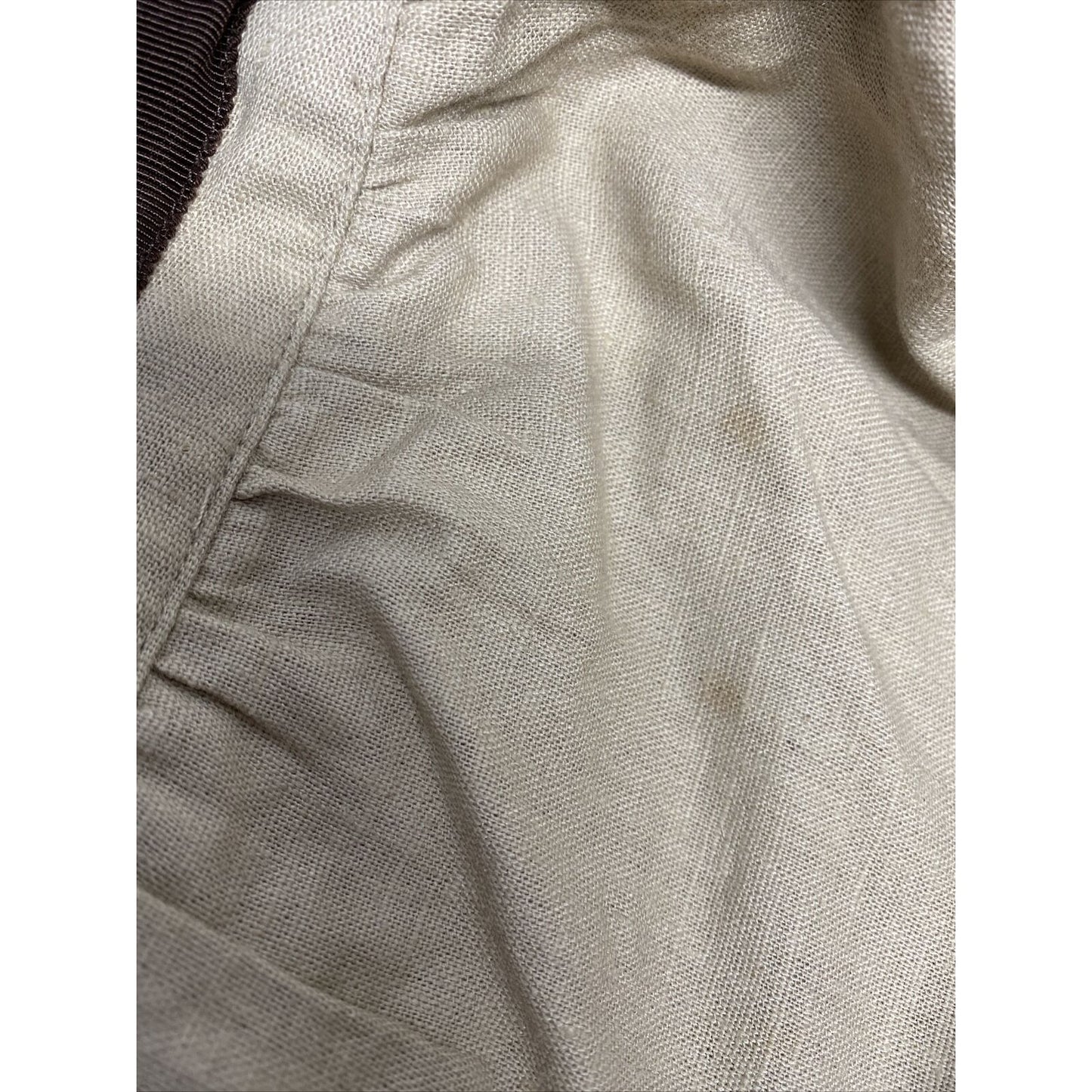 Hillard & Hanson Brown Beige Linen Embroidered Mid Length Skirt Size 6 *READ*