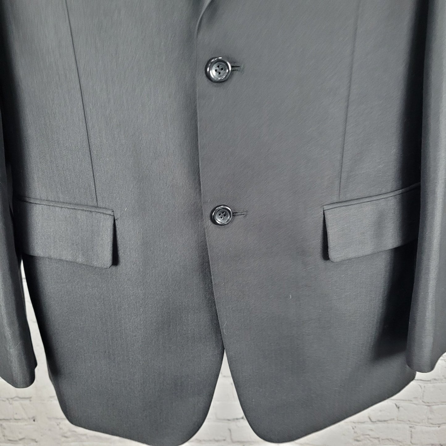 Dolce Vita Italy Black 2 Button Notch Double Vented Blazer Sport Coat Size 40R