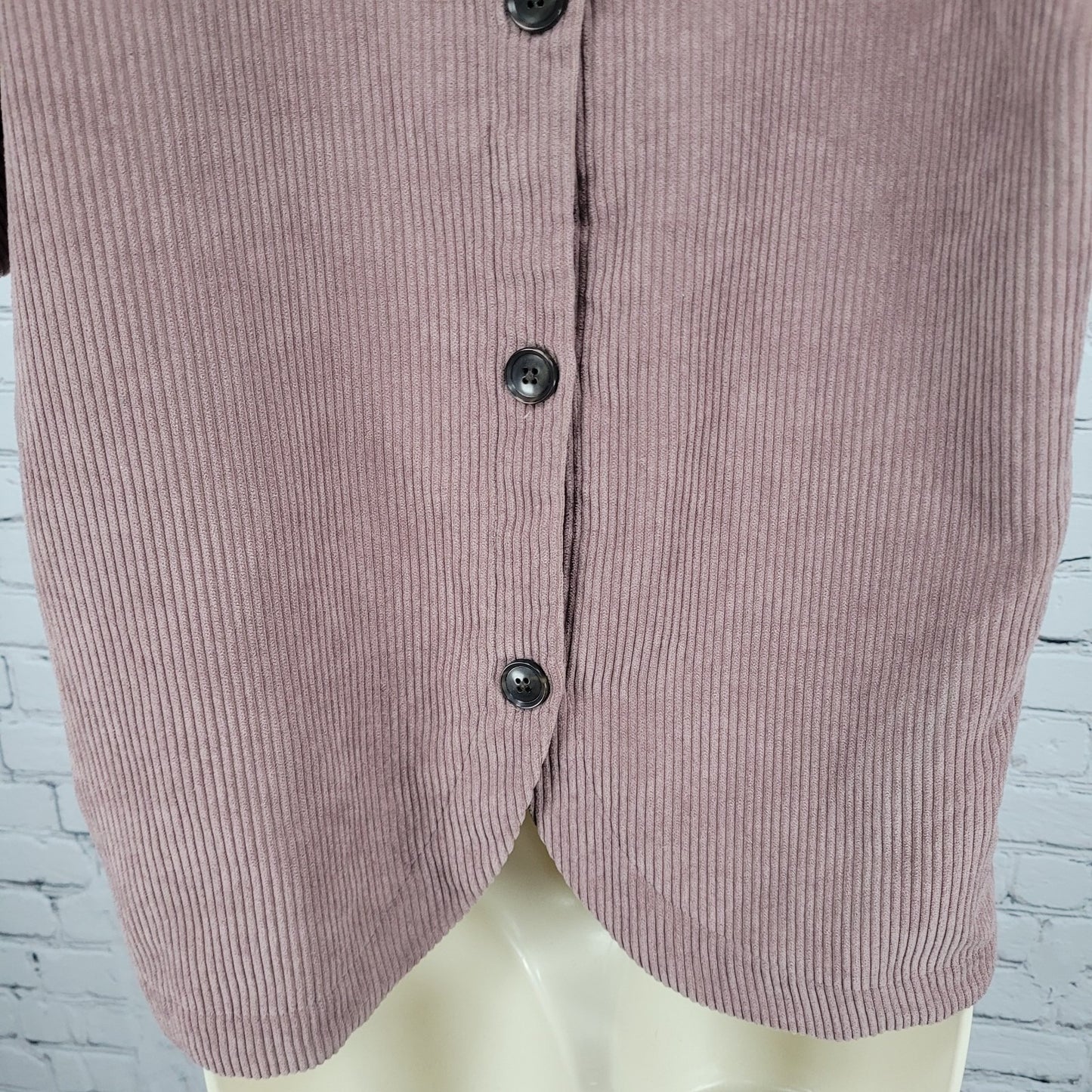 Madewell Purple Corduroy Buttoned Back Short Sleeve V Neck Top Size Small S