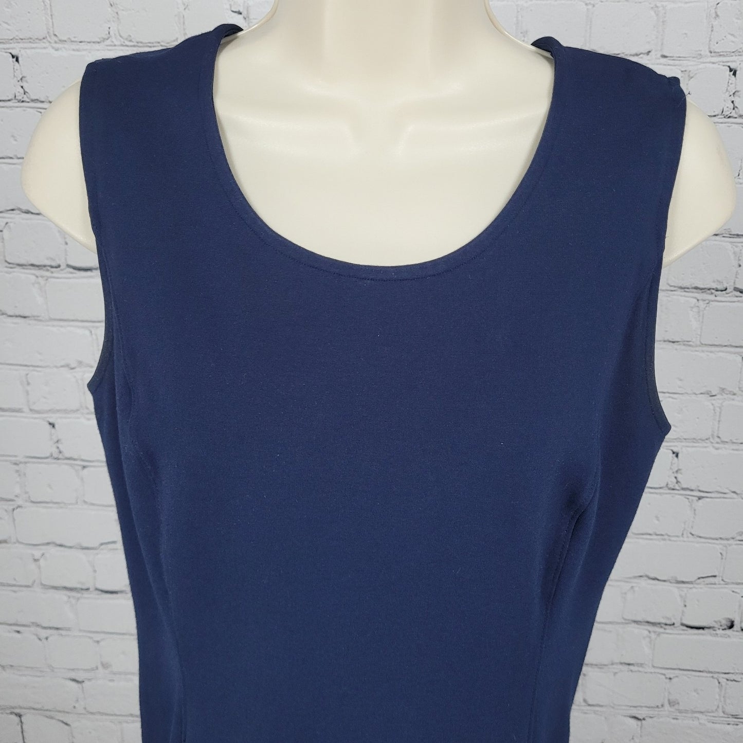 Land's End Navy Sleeveless Stretch Pockets Back Slit Zipped Shift Dress Size 6