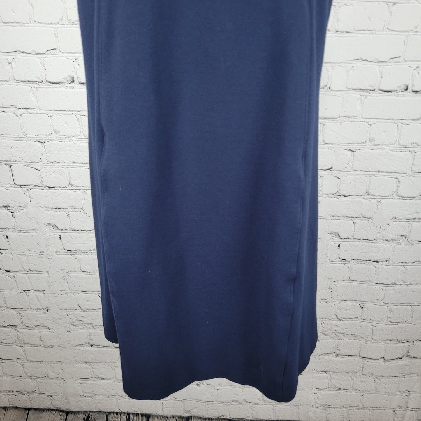 Land's End Navy Sleeveless Stretch Pockets Back Slit Zipped Shift Dress Size 6
