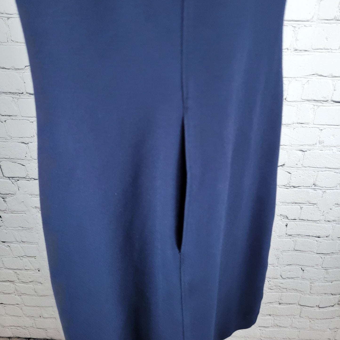 Land's End Navy Sleeveless Stretch Pockets Back Slit Zipped Shift Dress Size 6