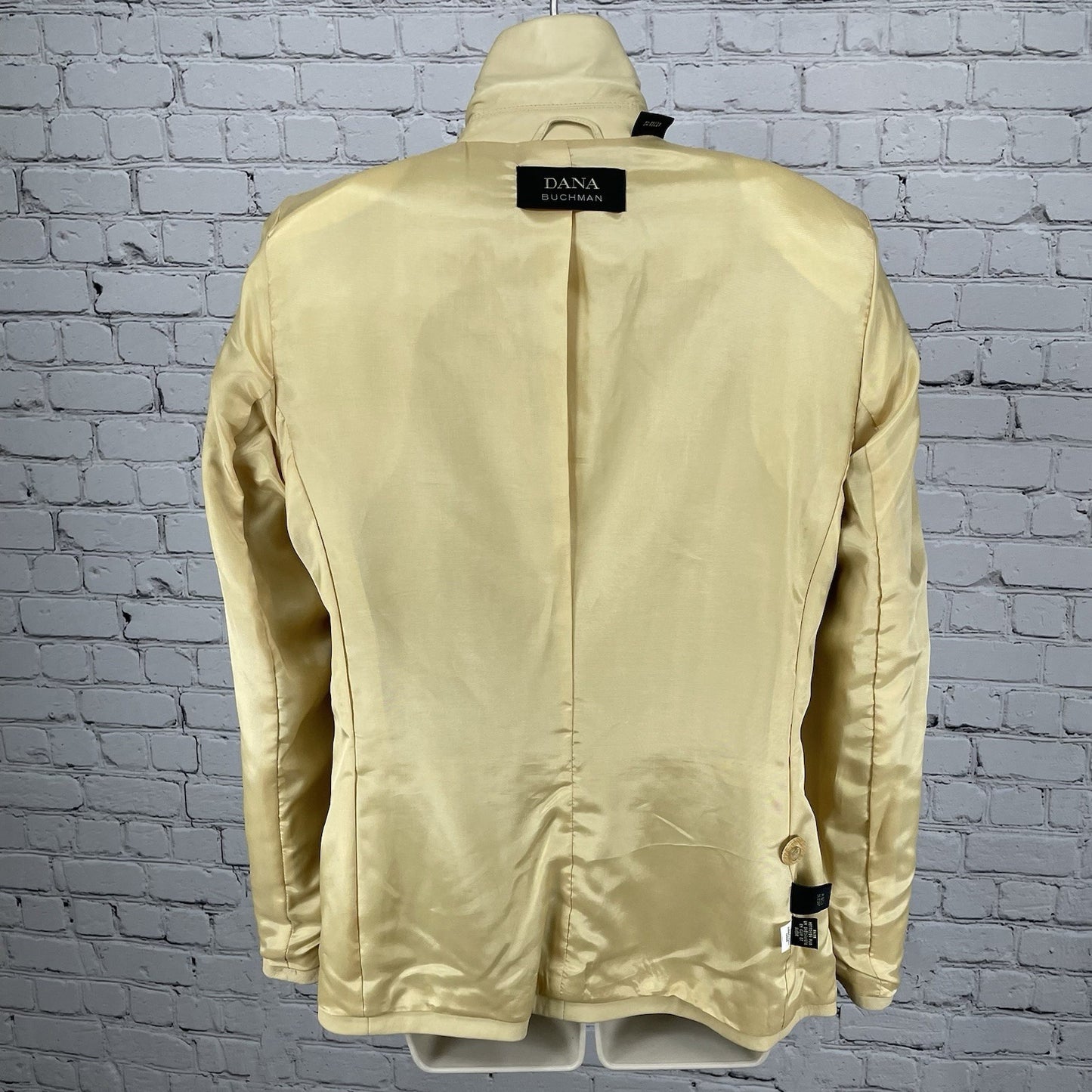 Dana Buchman Pale Yellow Leather 1 Button Blazer Jacket Pockets Lined Size 10