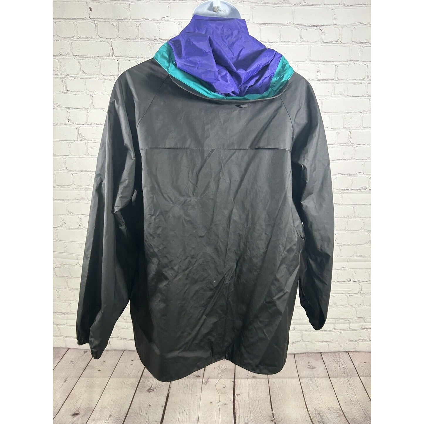 VTG 80s Columbia Soft Bill Hood Rain Jacket Full Zip Retro Men’s Size M *Hole