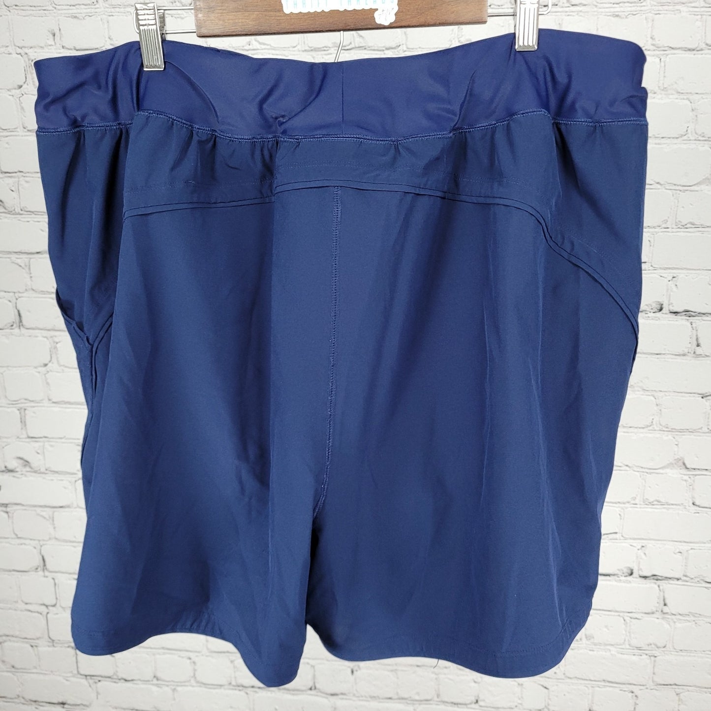 Lands End Navy High Rise Built In Panty Adjustable Stretch Swim Shorts Size 26W