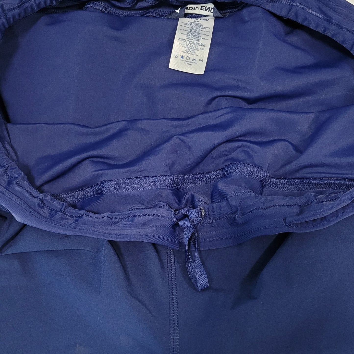 Lands End Navy High Rise Built In Panty Adjustable Stretch Swim Shorts Size 26W