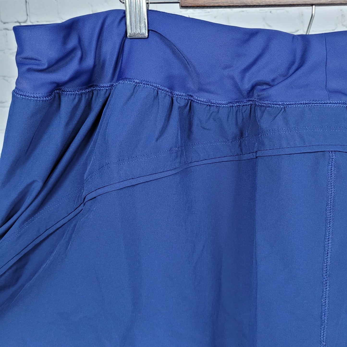 Lands End Navy High Rise Built In Panty Adjustable Stretch Swim Shorts Size 26W