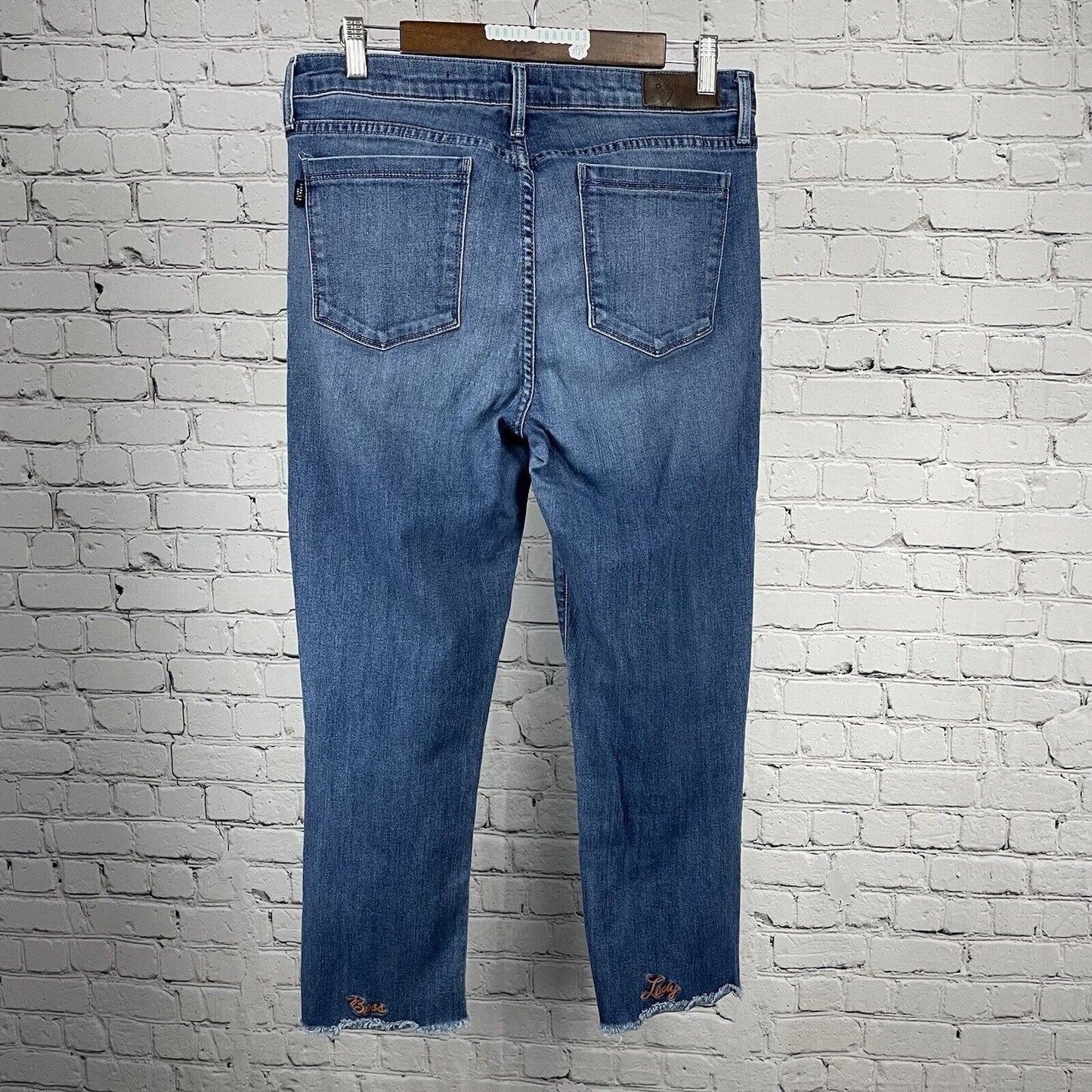Parker Smith Blue Jeans Boss Lady Straight Leg Made In USA Stretch Size 31
