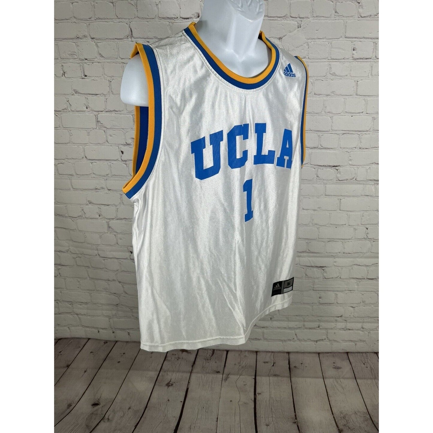 Adidas Forever Sport UCLA #1 White Blue Yellow Jersey Sleeveless Adult M