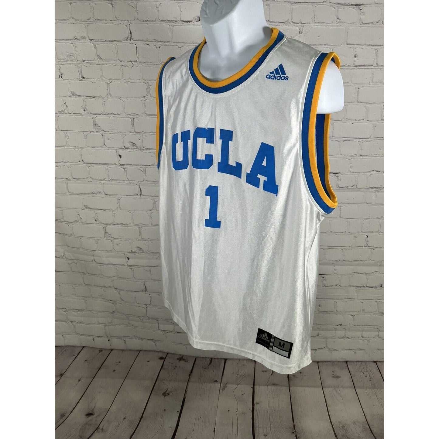 Adidas Forever Sport UCLA #1 White Blue Yellow Jersey Sleeveless Adult M
