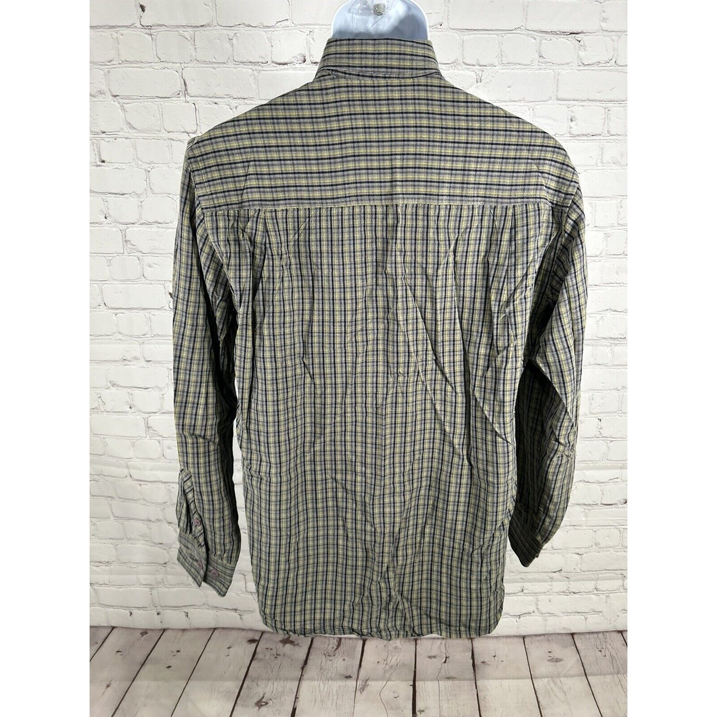 VTG Tommy Bahama Green Grey Plaid Purple Buttons Long Sleeve Collared Shirt S