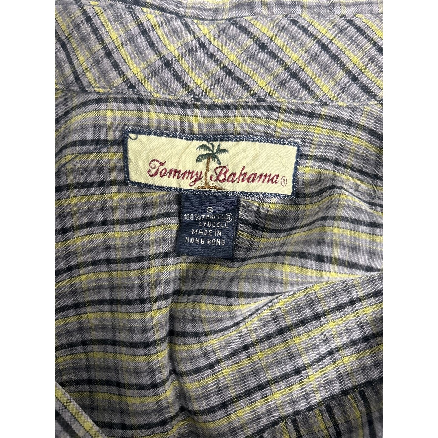 VTG Tommy Bahama Green Grey Plaid Purple Buttons Long Sleeve Collared Shirt S