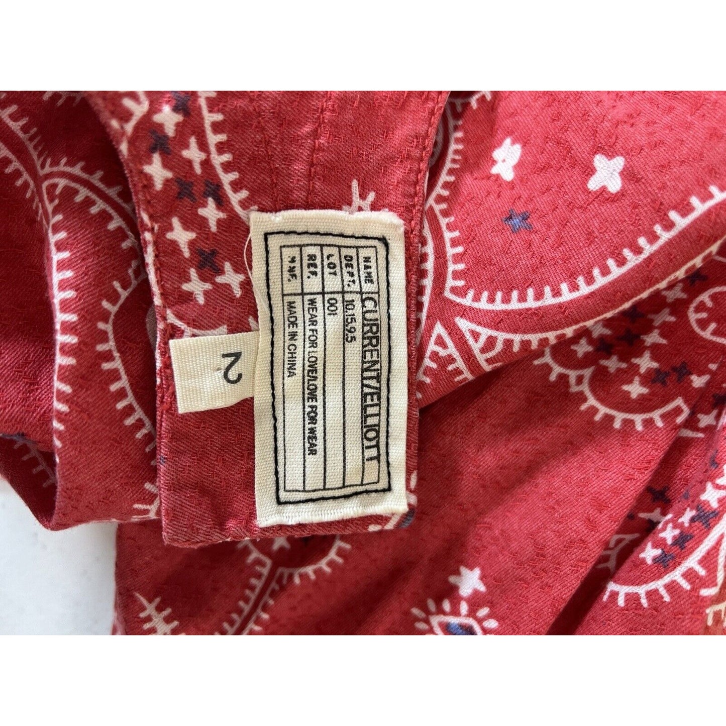 Current/Elliott Red Paisley Print The Tennant Dress Cut-out back Women’s Size 2