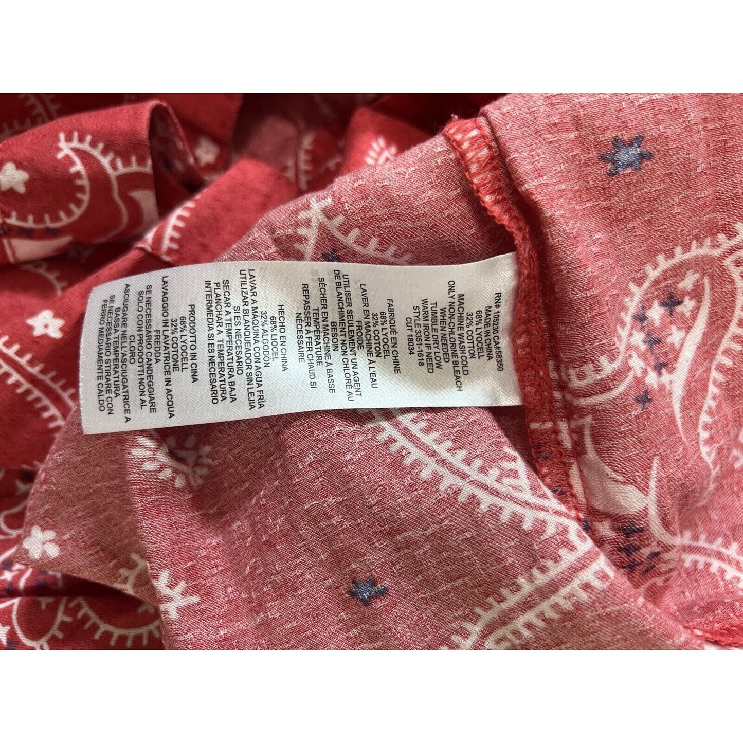 Current/Elliott Red Paisley Print The Tennant Dress Cut-out back Women’s Size 2