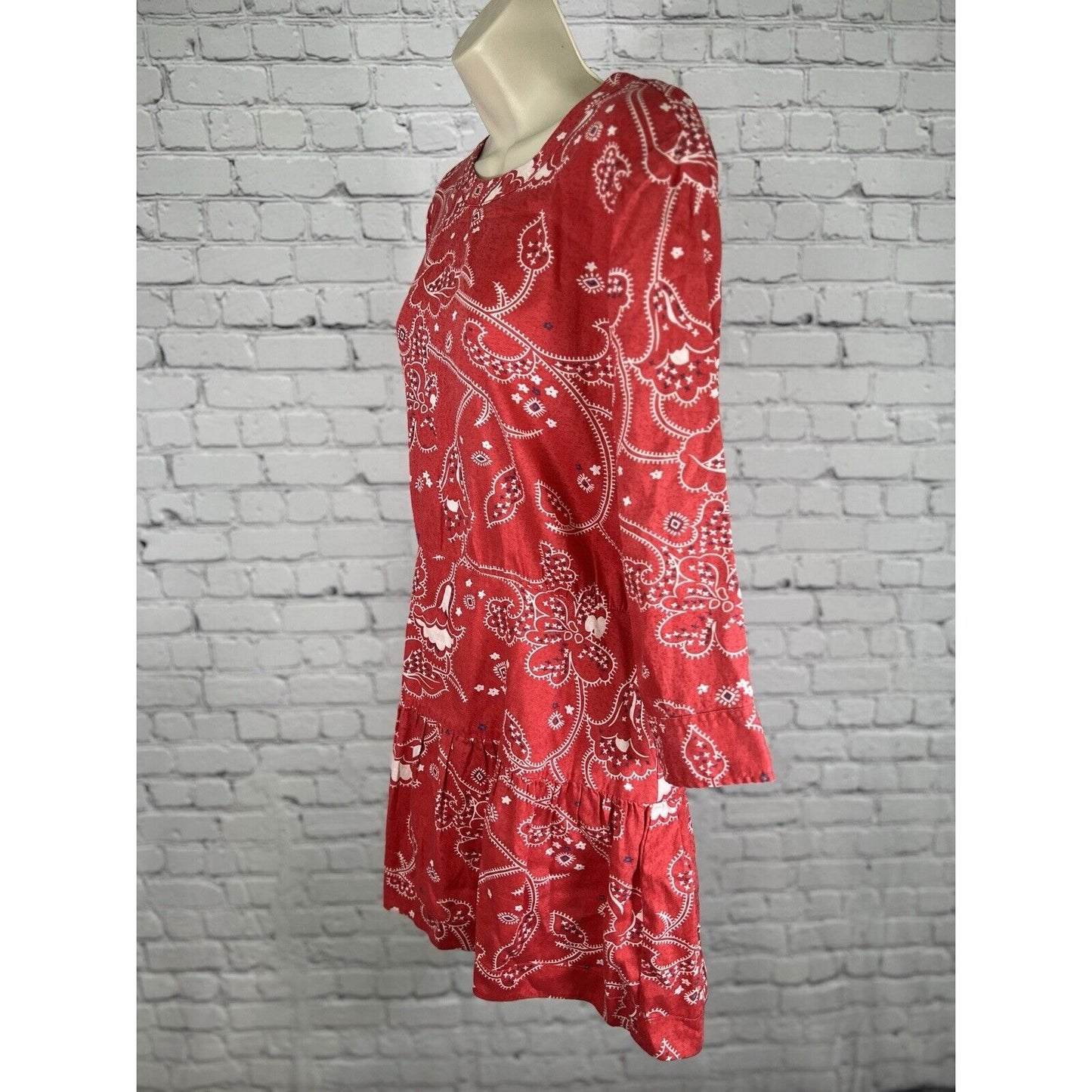Current/Elliott Red Paisley Print The Tennant Dress Cut-out back Women’s Size 2