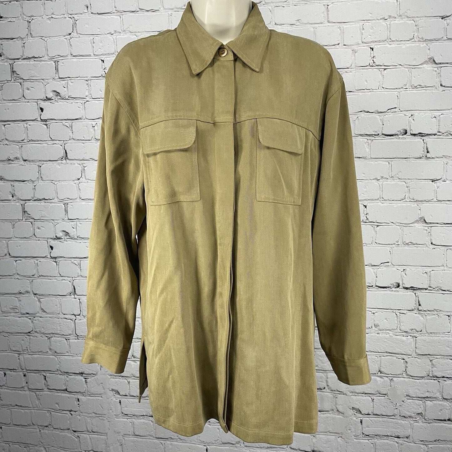 VTG Bushwacker Tan Soft Heavy Textured Buttoned Lined Long Sleeve Shirt Small S