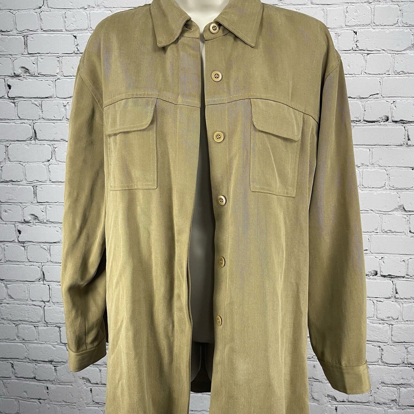 VTG Bushwacker Tan Soft Heavy Textured Buttoned Lined Long Sleeve Shirt Small S