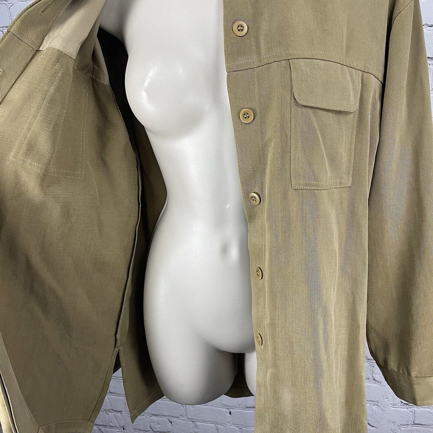VTG Bushwacker Tan Soft Heavy Textured Buttoned Lined Long Sleeve Shirt Small S