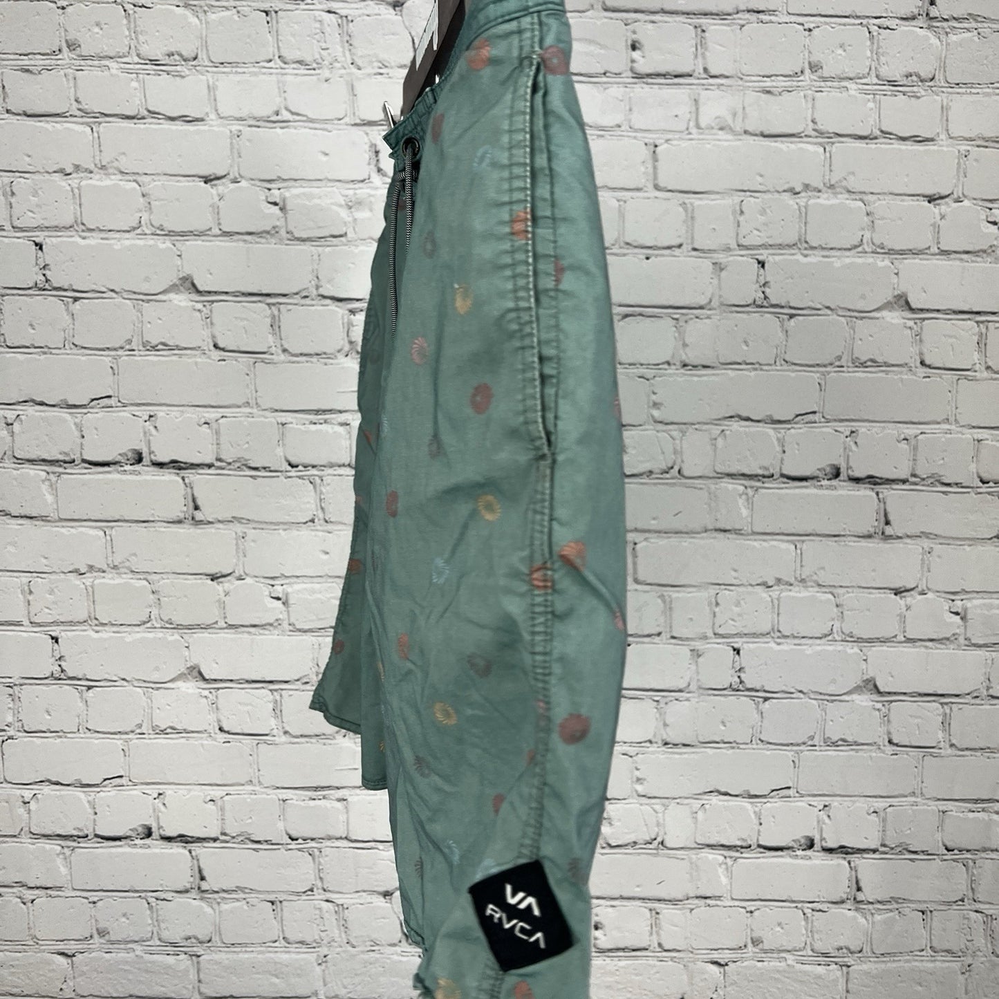 RVCA Nature Green Board Shorts Swim Trunks Beach Surfwear Drawstring Men’s 32