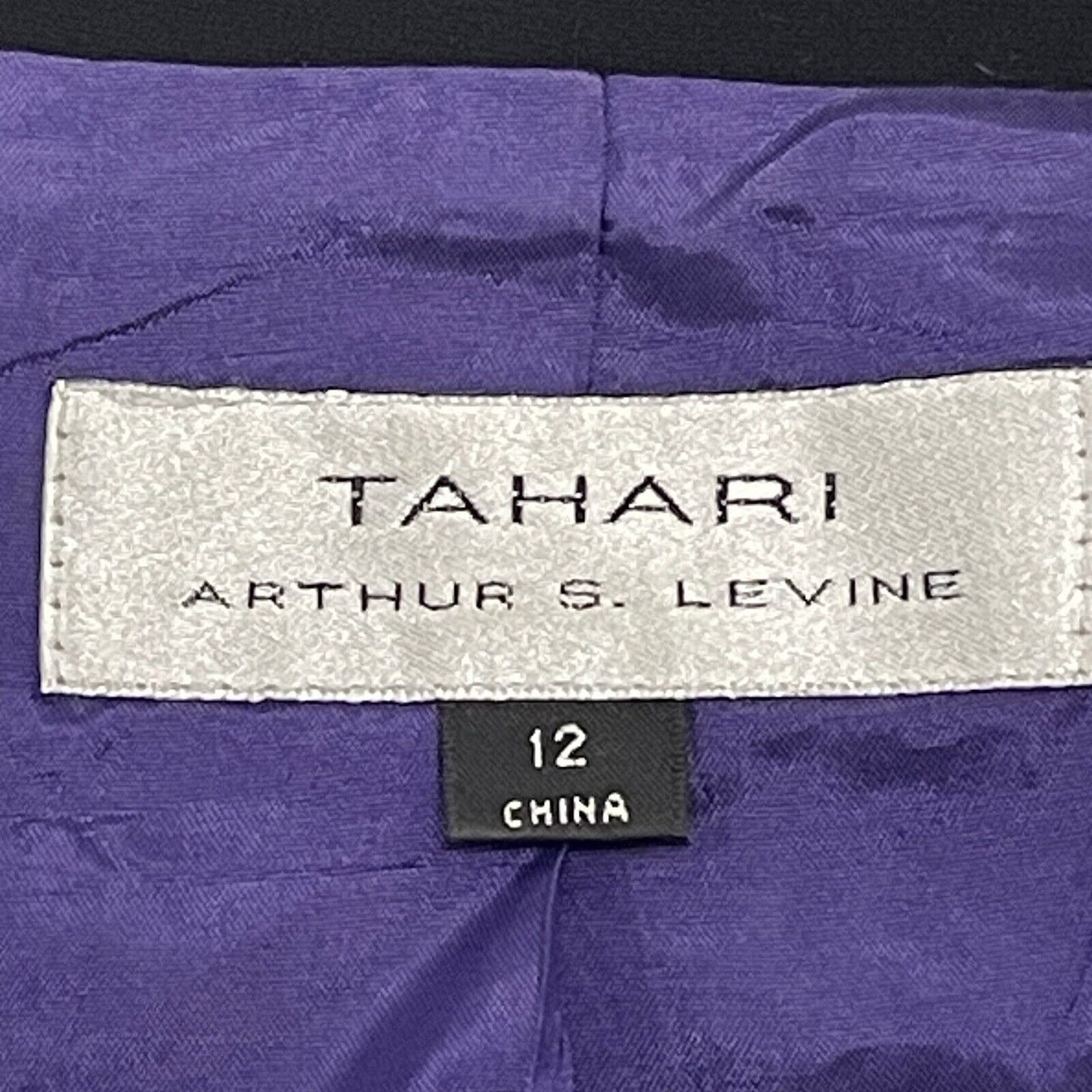 Tahari Black Lined 4 Button Bow Collar Pocketed Ventless Blazer Size 12