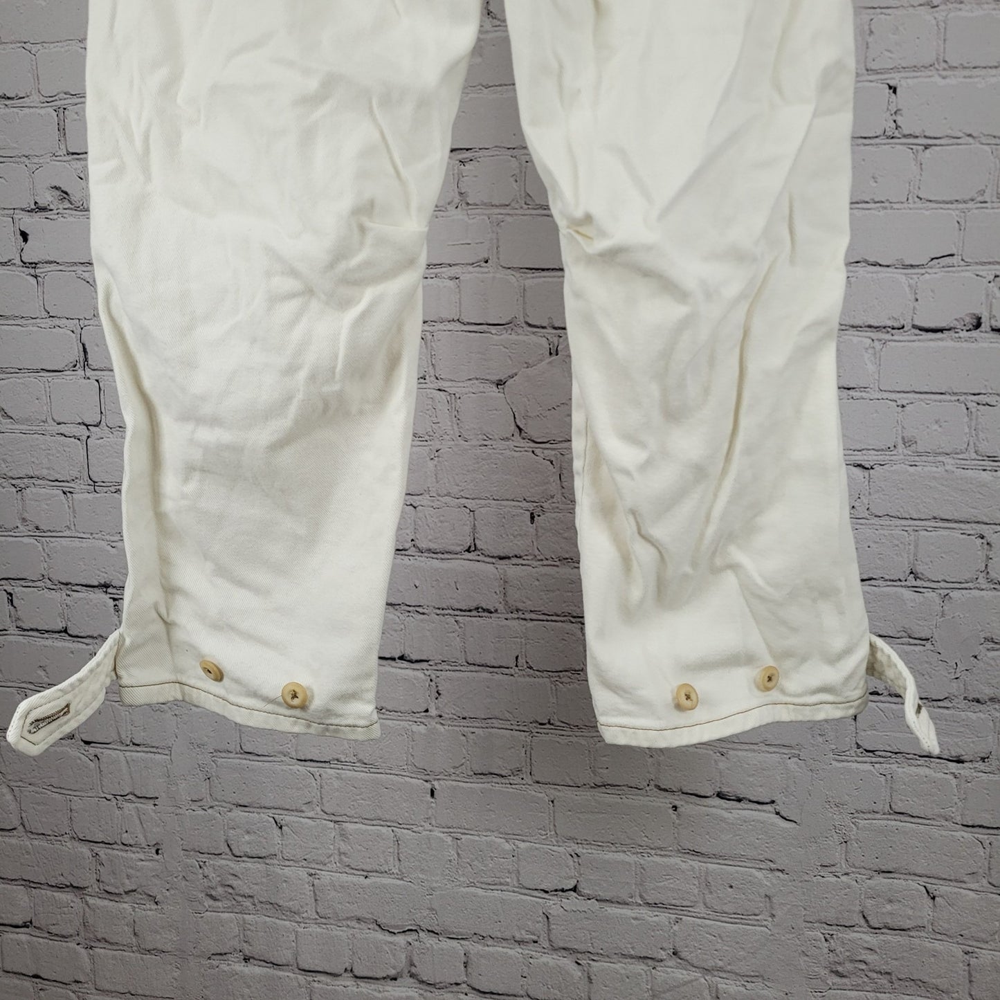 Free People Natural White Cotton Zip Cargo Pocket Button Leg Jeans 2 (26x25)