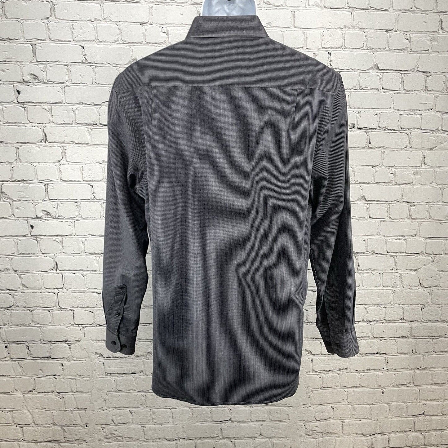 Joseph Abboud Dark Grey Button Down Long Sleeve Collared Dress Shirt Medium M