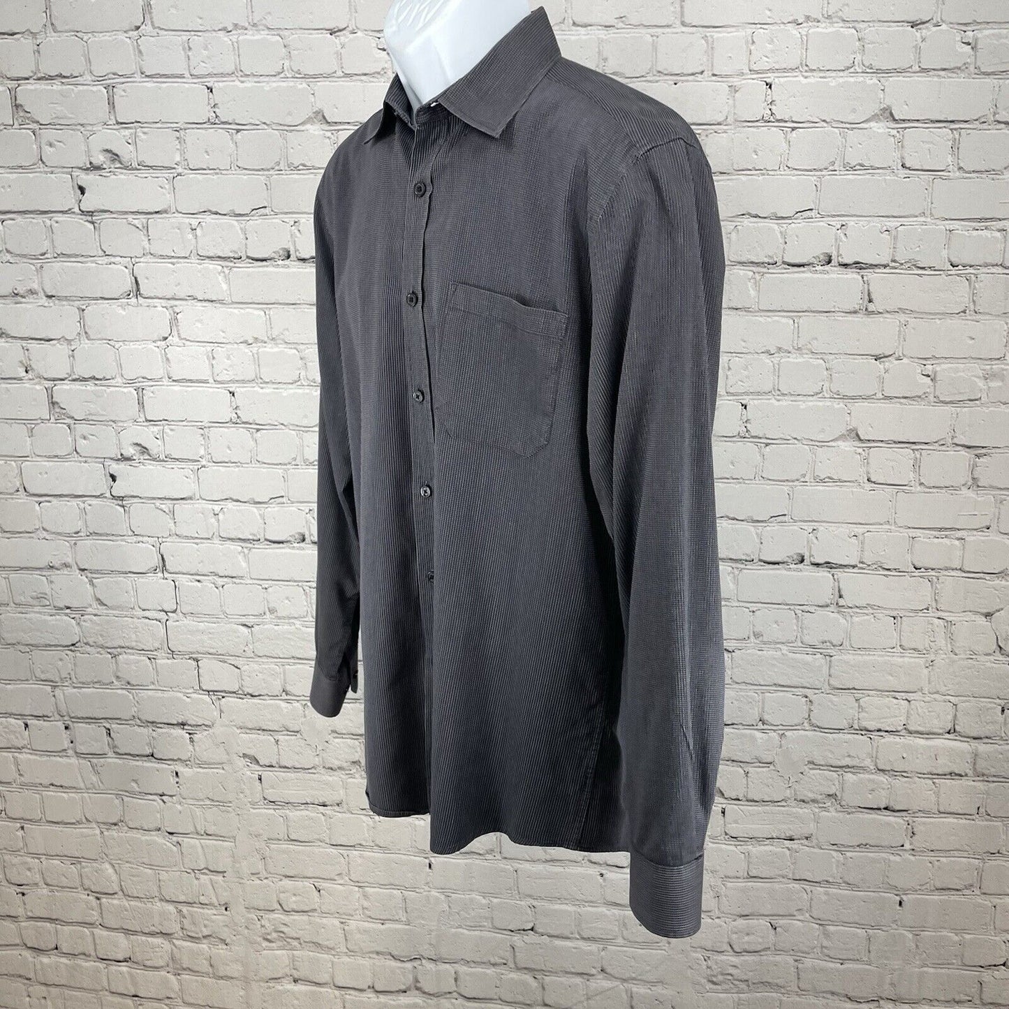Joseph Abboud Dark Grey Button Down Long Sleeve Collared Dress Shirt Medium M