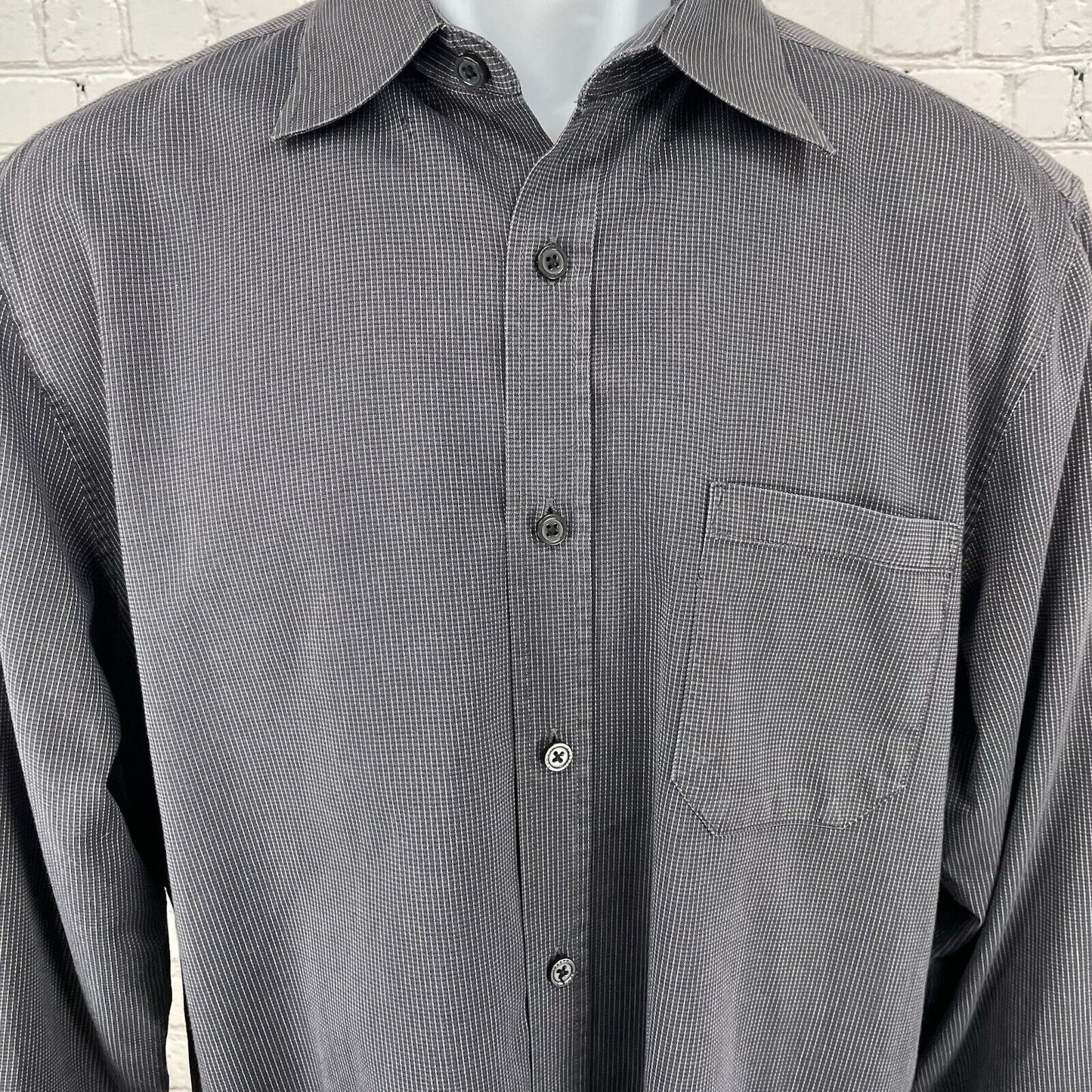 Joseph Abboud Dark Grey Button Down Long Sleeve Collared Dress Shirt Medium M