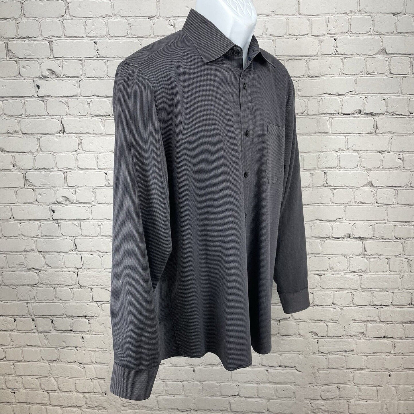 Joseph Abboud Dark Grey Button Down Long Sleeve Collared Dress Shirt Medium M