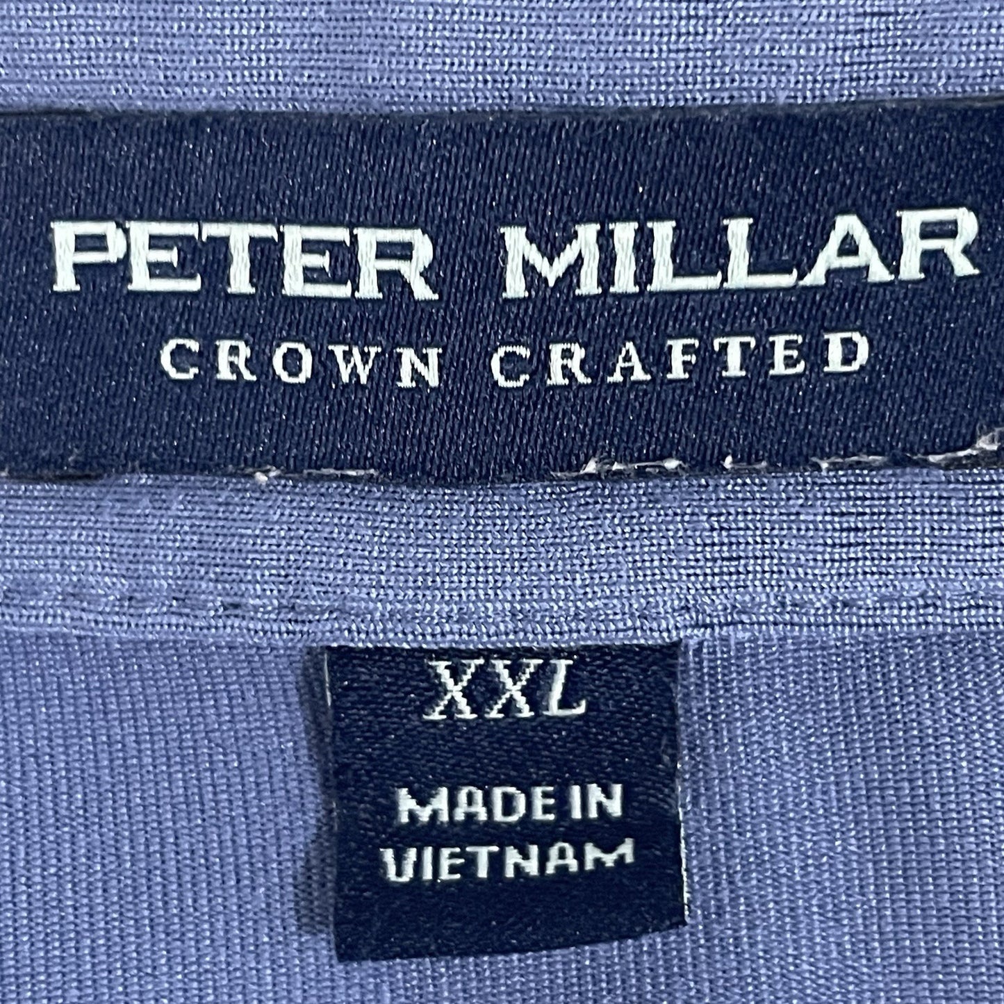 Peter Millar Blue Striped Golf Button Up Short Sleeve Polo Shirt Size 2XL