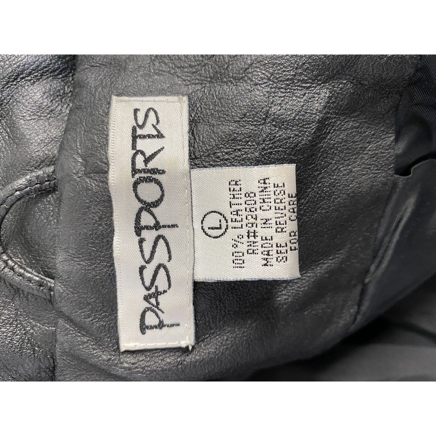 Passports 100% Leather Black Collared Full Zip Pocket Long Sleeve Jacket L Large