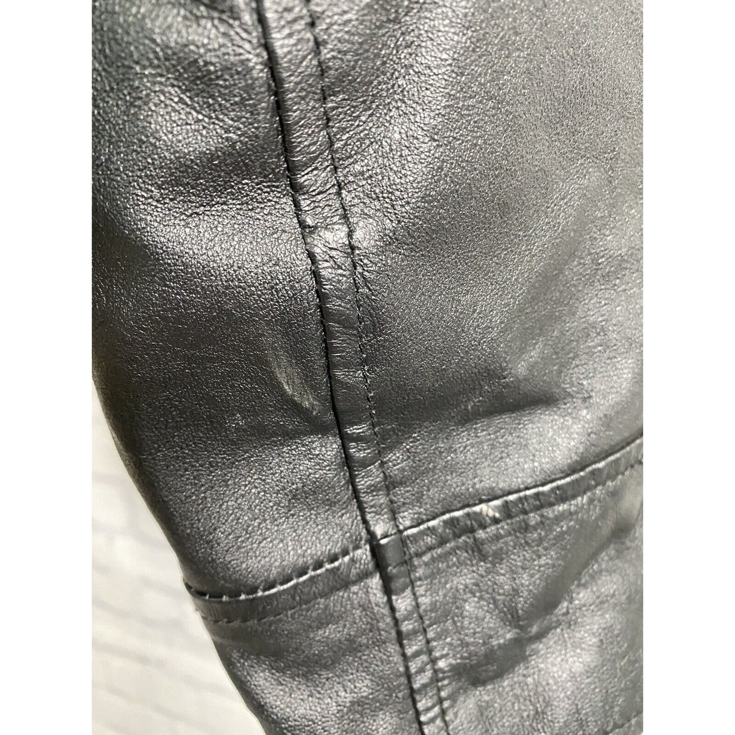 Passports 100% Leather Black Collared Full Zip Pocket Long Sleeve Jacket L Large