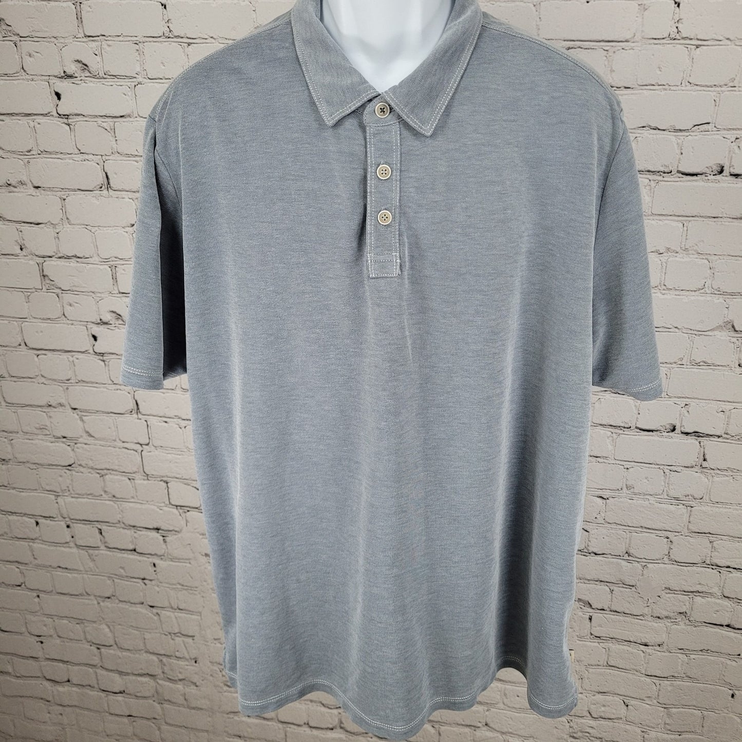 Tommy Bahama Blue Embroidered Fish Short Sleeve Buttoned Polo Shirt Size XXL