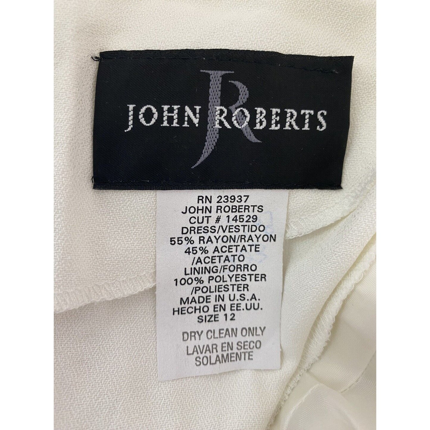 NWT John Roberts Black White Embroidered Waist Tie Back Zip Dress 12