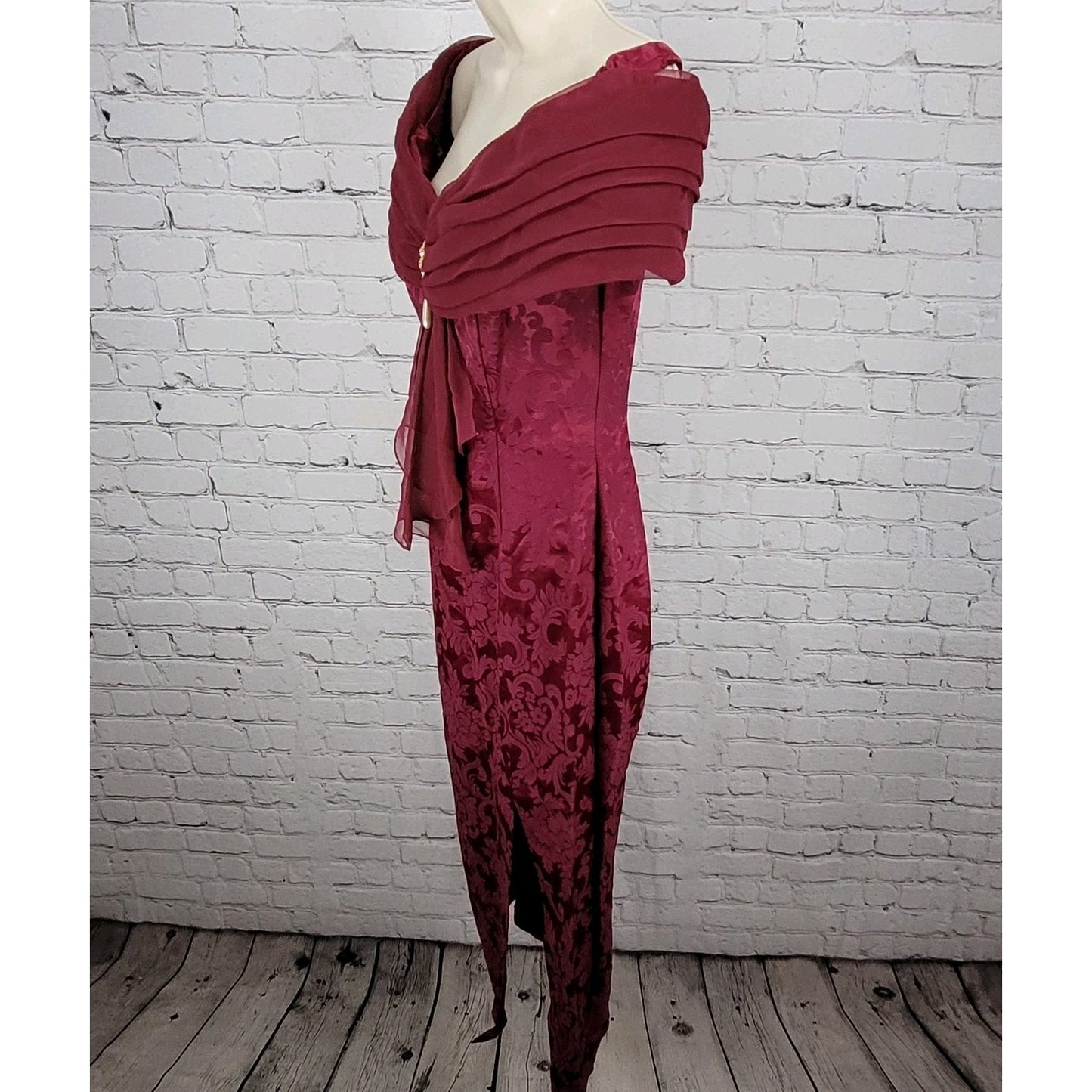 VTG Jessica McClintock Bridal Purple Floral Off Shoulder Bridesmaids Dress USA 8